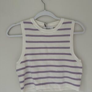 Kids Zara Purple and White Striped Tank Top